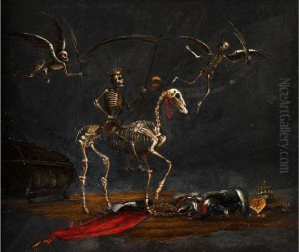 Mors Thriumphans Oil Painting by Leonaert Bramer