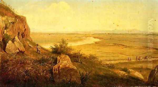 A Hunter in a Landscape Oil Painting by Thomas Worthington Whittredge