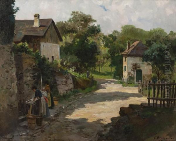 Lavandaie In Campagna Oil Painting by Carlo Brancaccio