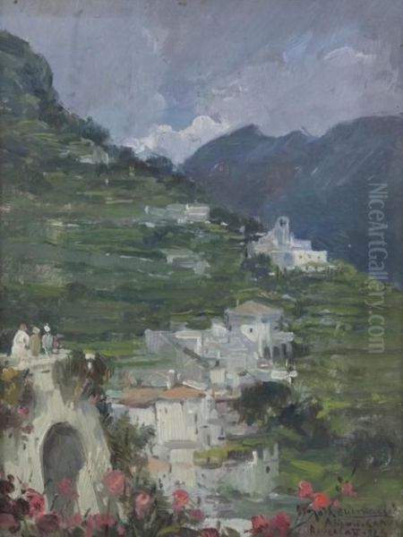 Belvedere Dall'hotel Caruso A Ravello Oil Painting by Carlo Brancaccio