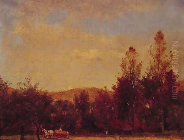 Gathering the Buckwheat Oil Painting by Thomas Worthington Whittredge