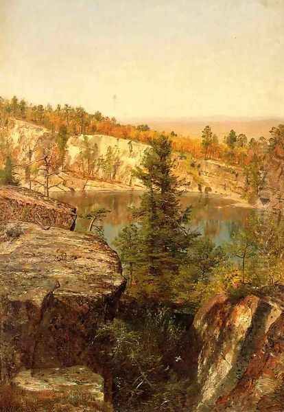 Rock Ledge and Pond Oil Painting by Thomas Worthington Whittredge