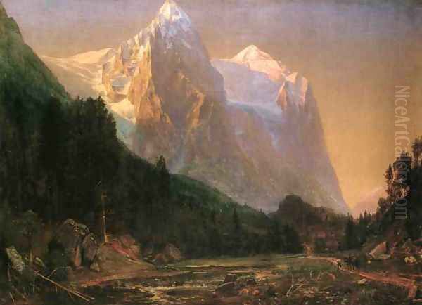 Sunrise on the Wetterhorn Oil Painting by Thomas Worthington Whittredge