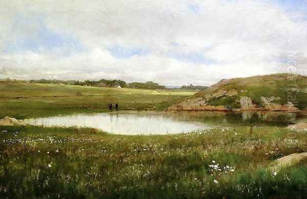 Freshwater Pond in Summer - Rhode Island Oil Painting by Thomas Worthington Whittredge