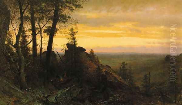 Twilight in the Shawangunk Mountains Oil Painting by Thomas Worthington Whittredge