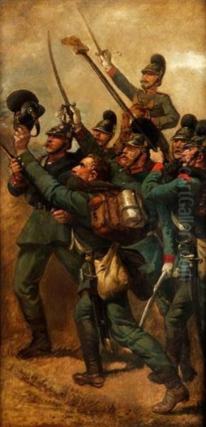 Bayerische Infanteristen Beim Siegesjubel Oil Painting by Louis Braun