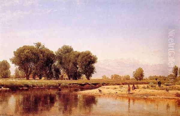 Indian Emcampment on the Platte River Oil Painting by Thomas Worthington Whittredge