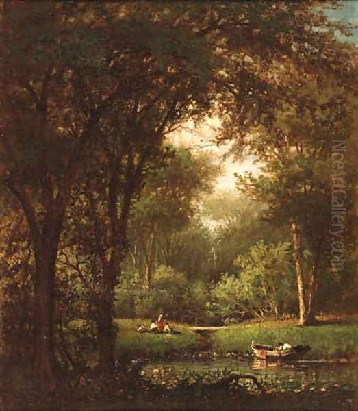 Picnic Under the Trees Oil Painting by Thomas Worthington Whittredge