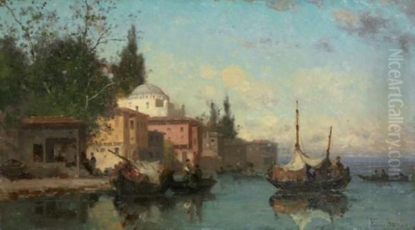 Sur Les Rives Du Bosphore Oil Painting by Fabius Germain Brest