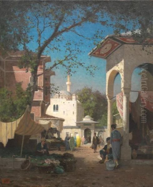 Une Rue A Constantinople Oil Painting by Fabius Germain Brest