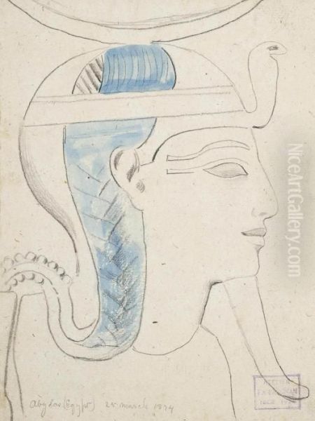 Four Studies From The Temple Of 
Seti I, Abydos, Egypt, Including: Study Of A Relief Of The Head Of 
Khonsu (illustrated); Study Of A Relief; Study Of A Relief Of A Goddess;
 And Study Of A Relief Of The Head Of Seti I Oil Painting by Frederick Arthur Bridgman