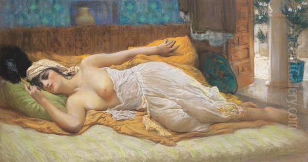 Odalisque Allongee Oil Painting by Frederick Arthur Bridgman