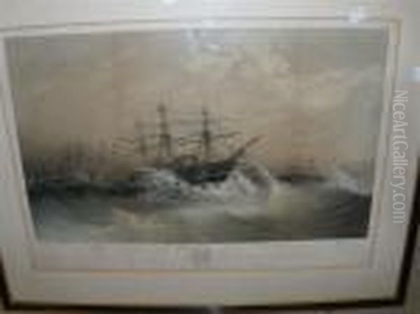 A Gale In The Baltic Oil Painting by Sir Oswald Walter Brierly