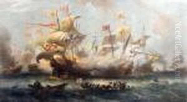 The Attack Of The Vanguard Oil Painting by Sir Oswald Walter Brierly