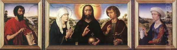 Braque Family Triptych c. 1450 Oil Painting by Rogier van der Weyden