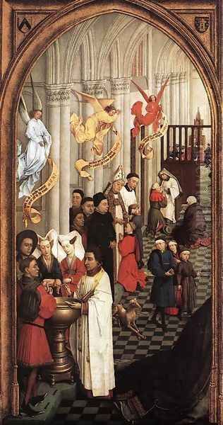 Seven Sacraments (left wing) 1445-50 Oil Painting by Rogier van der Weyden