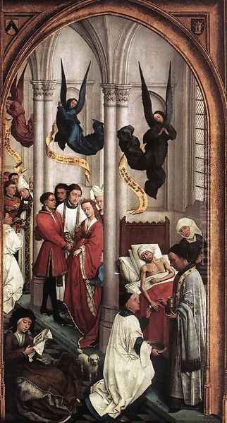 Seven Sacraments (right wing) 1445-50 Oil Painting by Rogier van der Weyden