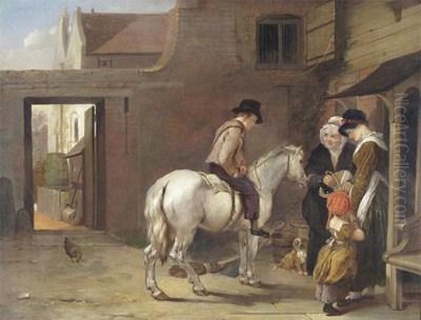 An Eton Courtyard Oil Painting by Edmund Bristow