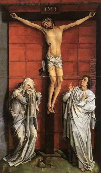 Christus on the Cross with Mary and St John c. 1460 Oil Painting by Rogier van der Weyden