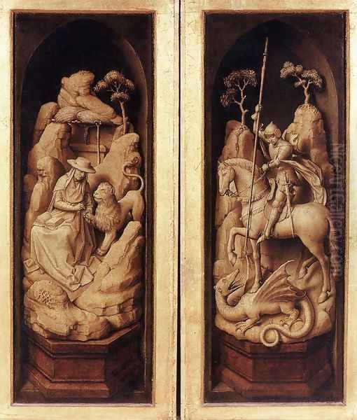 Sforza Triptych (exterior) c. 1460 Oil Painting by Rogier van der Weyden