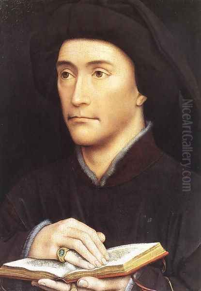 Portrait of a Man holding a book Oil Painting by Rogier van der Weyden