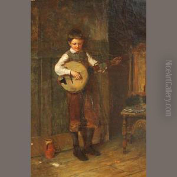 The Banjo Player Oil Painting by Herry Brooker