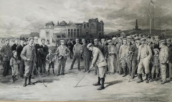 St. Andrews: The Amateur Golf Championship In 1895 Oil Painting by Michael Brown