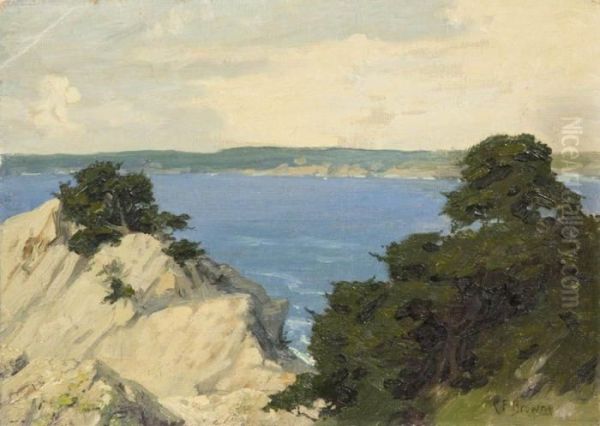 Cliffs Over The Sea Oil Painting by Charles Francis Browne