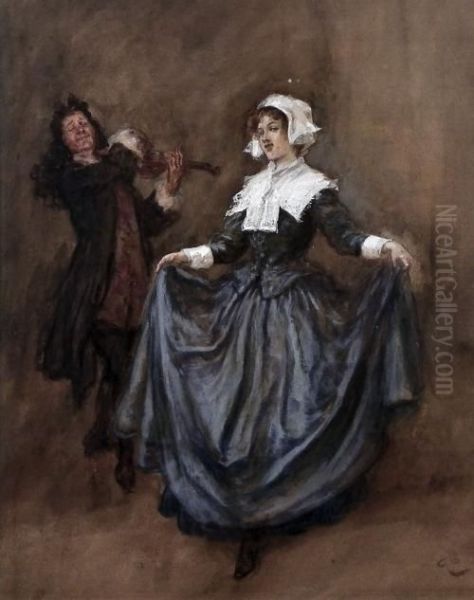 Dancing Master And Lady Oil Painting by Gordon Frederick Browne