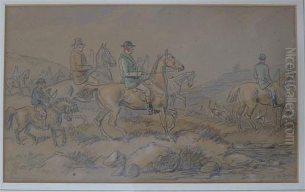 Hunting Scenes Oil Painting by Hablot Knight (Phiz) Brow