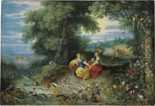 An Allegory Of Water And Earth Oil Painting by Jan Brueghel the Younger