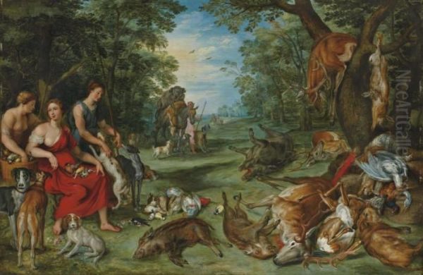 Diane Et Les Nymphes Au Retour De La Chasse Oil Painting by Jan Brueghel the Younger