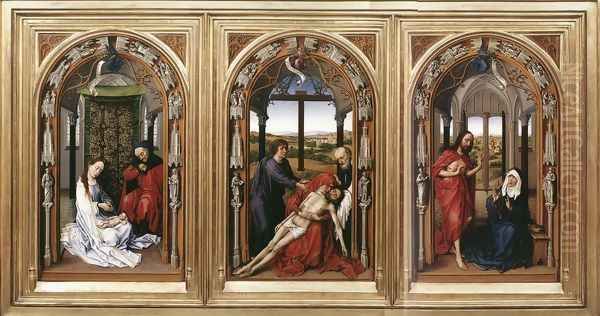 Mary Altarpiece (Miraflores Altarpiece) c. 1440 Oil Painting by Rogier van der Weyden