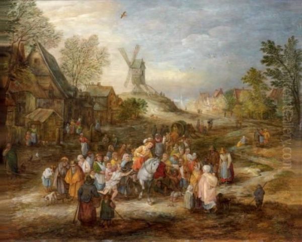 Saint Martin Partageant Son Manteau Oil Painting by Jan Brueghel Le Vieux