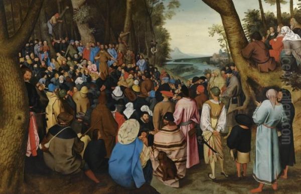 Saint John The Baptist Preaching To The Masses In The Wilderness Oil Painting by Pieter The Younger Brueghel