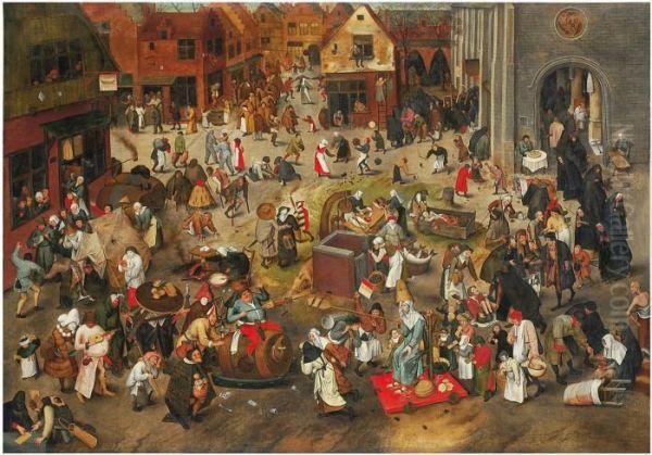 The Battle Between Carnival And Lent Oil Painting by Pieter The Younger Brueghel