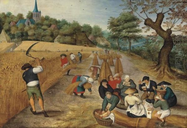 Summer: The Harvesters Oil Painting by Pieter The Younger Brueghel