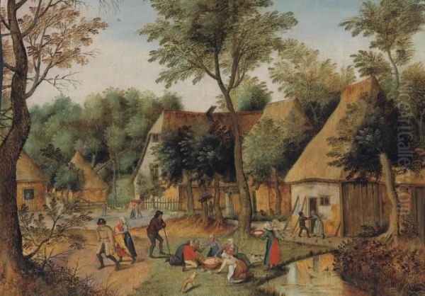 Mealtime In The Country Oil Painting by Pieter The Younger Brueghel