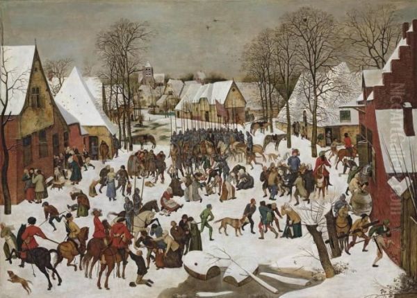 A Winter Landscape With The Massacre Of The Innocents Oil Painting by Pieter The Younger Brueghel