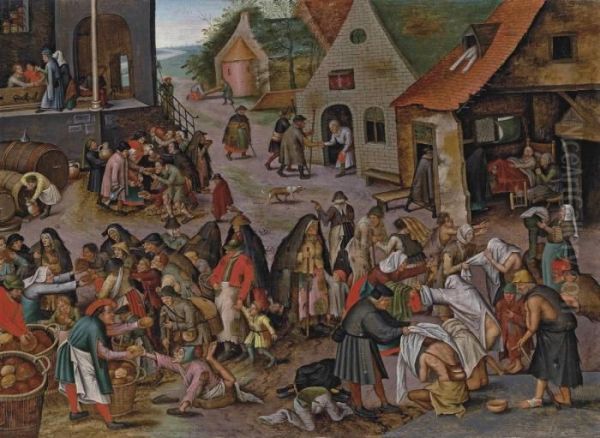 The Seven Acts Of Mercy Oil Painting by Pieter The Younger Brueghel