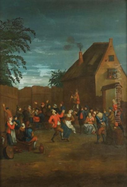 Figures Merry Making Oil Painting by Pieter The Younger Brueghel