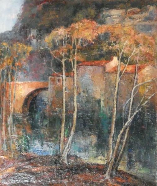 Paysage Au Pont Oil Painting by Lev Bruni