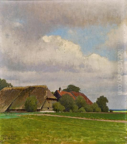 Bauernhaus Bei Scharding Oil Painting by Ferdinand Brunner