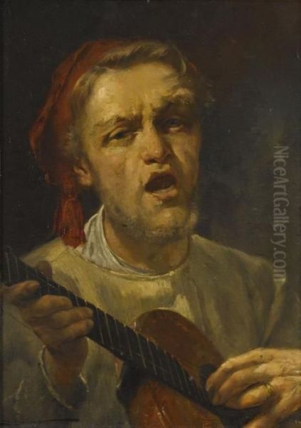 Portrat Eines Musikers Oil Painting by Josef Brunner