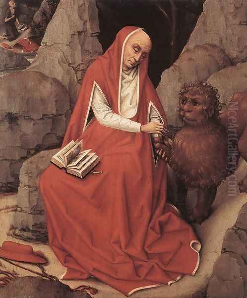 St Jerome and the Lion c. 1450 Oil Painting by Rogier van der Weyden