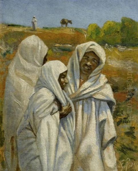 Three Young Bedouins Oil Painting by Frank Buchser