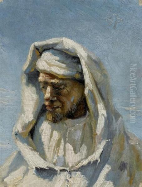 Portrait Of A Bedouin Oil Painting by Frank Buchser