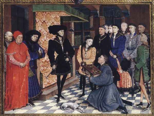 Miniature from the first page of the Chroniques de Hainaut 1448 Oil Painting by Rogier van der Weyden