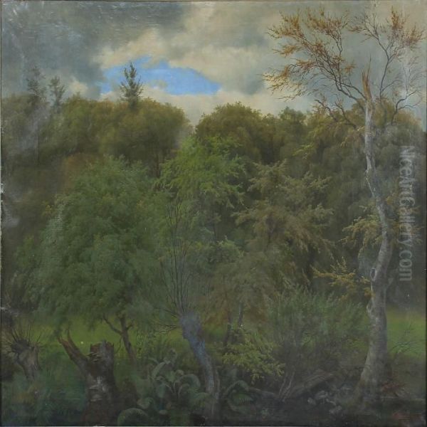 A Spring Forest Oil Painting by Heinrich Buntzen