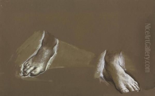 Study Of Feet For 'the Days Of Creation' Oil Painting by Sir Edward Coley Burne-Jones